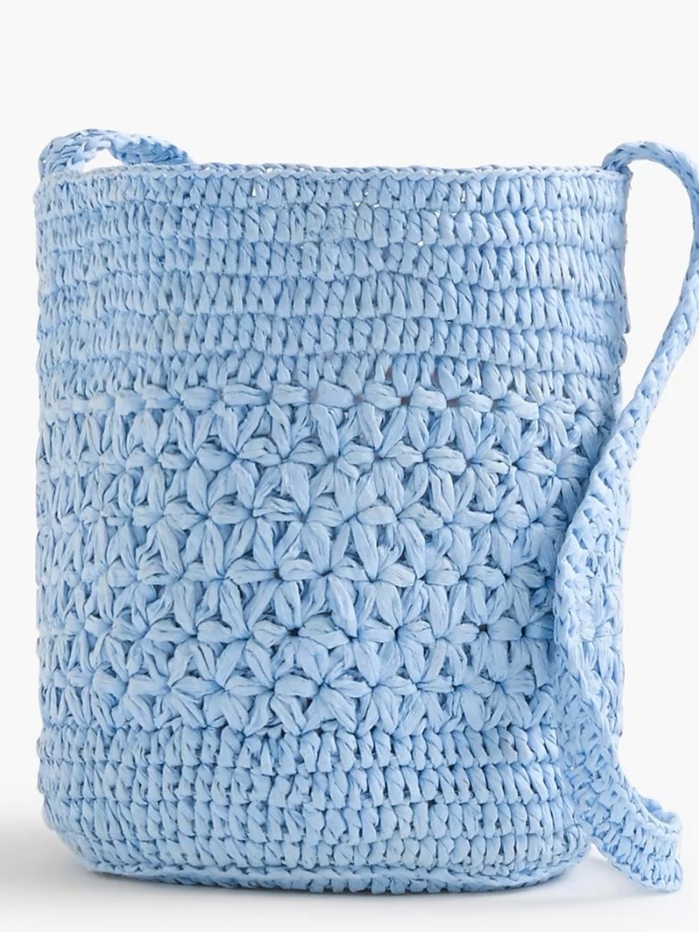 NWT J.Crew Factory Light Blue Floral Woven Bucket Bag